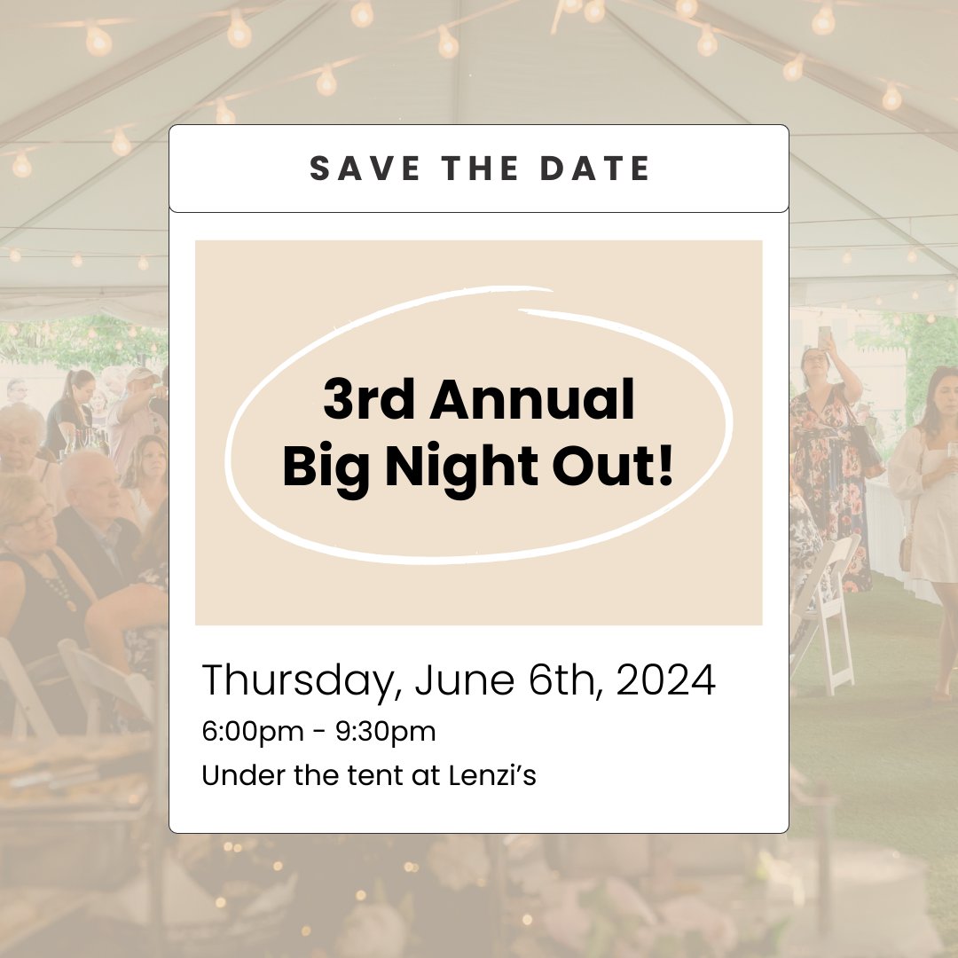 All of the cold weather recently has us daydreaming about a beautiful early summer evening under the tent at Lenzi's! SAVE THE DATE and we'll see you there. Details and ticket sales coming this spring - stay tuned!