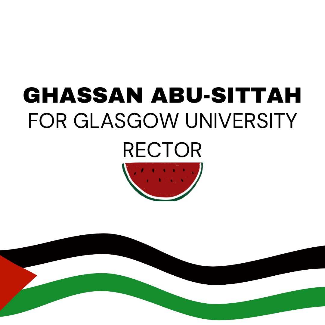 🇵🇸 British-Palestinian surgeon <a href="/GhassanAbuSitt1/">Ghassan Abu Sitta</a> is running for Glasgow University Rector. 

Ghassan is a Glasgow alumnus who has worked as a war surgeon in Yemen, Iraq, Syria, South Lebanon, and during the 4 wars in the Gaza Strip. (1/6)