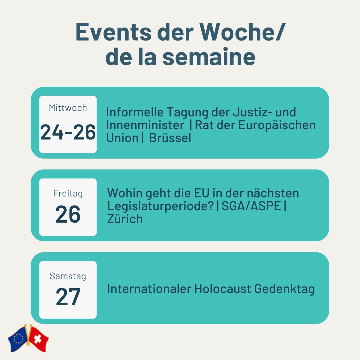 EUinSwitzerland's tweet photo. 🤩🇪🇺 #eventsoftheweek: Wir öffnen unseren Kalender und teilen Highlights der nächsten Tage: Aktivitäten der EU-Delegation, öffentliche Veranstaltungen in unseren beiden Gaststaaten 🇨🇭🇱🇮, Schlüssel-Events der 🇪🇺Institutionen oder ein bes. Tag in einem EU-Mitgliedsstaat. https://t.co/Z26qUiHLnQ