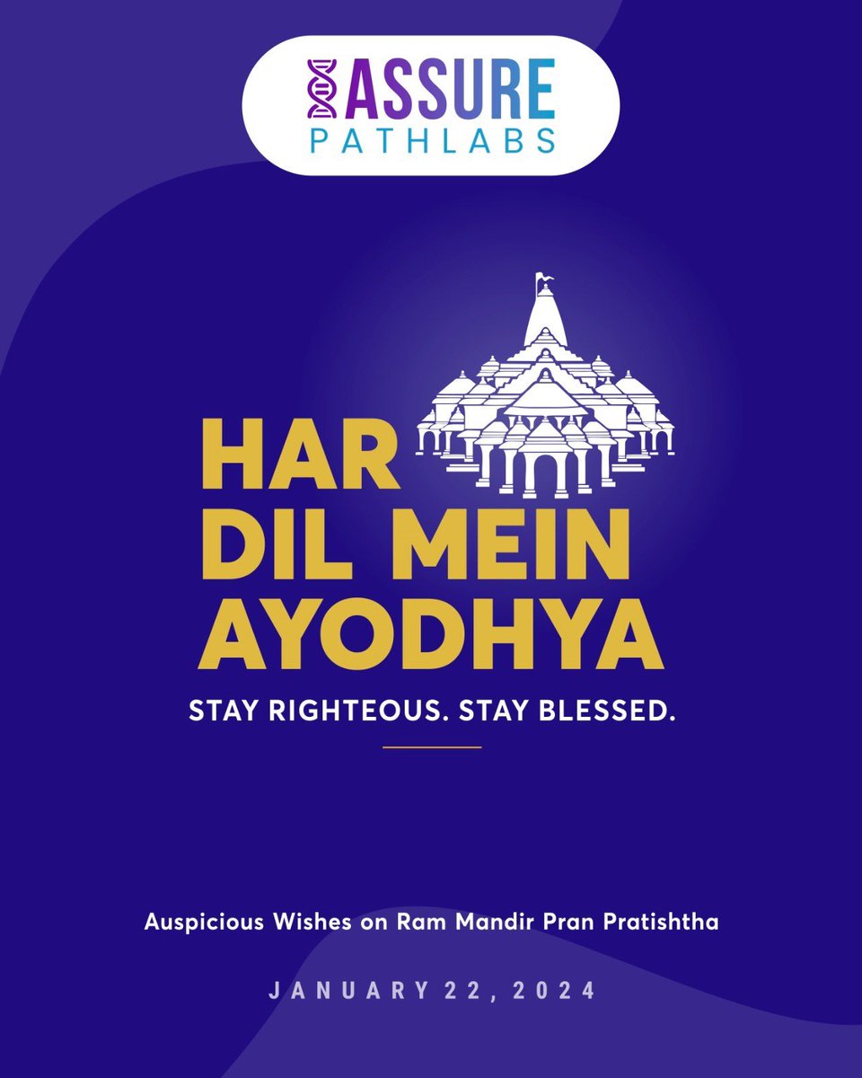 assure_pathlabs's tweet image. Auspicious wishes on Ram Mandir Pran Pratishtha