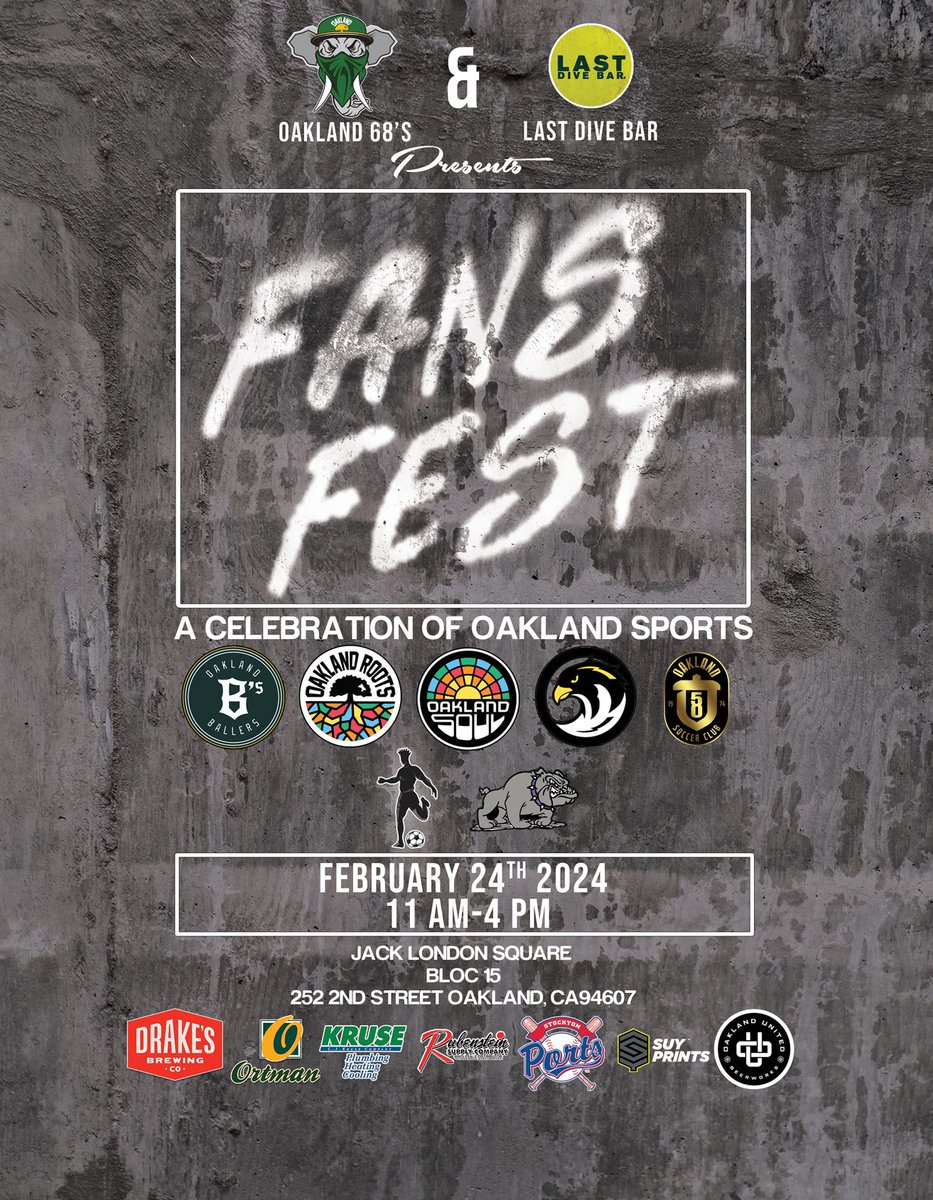 February 24th is all about our town, our teams, and our legacy! 

Save the date, spread the word and let’s make this a day one we’ll never forget as fans! 

The event will feature numerous Oakland sports teams, local food and drink vendors, player autographs, live music, fun for