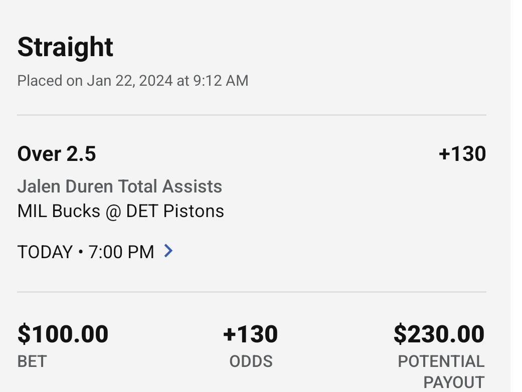 sloprules's tweet photo. Jalen Duren O2.5 Assists (+130) - ESPNBet

Legit ripped this right off the +EV Tool at @OddsJam.  Not sure what's going on at ESPNBet but I don't think they got the memo on Duren. Guy is dropping dimes out there like a confidential informant lately. 

Over his last four games, he's been over this number three times. The guy is averaging almost six potential assists per game over that span. We only need him to convert on half of those potencies.

He's got the Bucks tonight and while he only had 1 assist against them the other night, he had 7 potentials. His guys let him down but I doubt they do him dirty again. That's called regression on the streets.

Feels right.