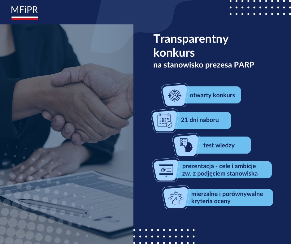 MFIPR_GOV_PL's tweet image. 📢 Konkurs na prezesa #PARP już ogłoszony. 

Szczegóły naboru 👇👇👇gov.pl/web/premier/na…