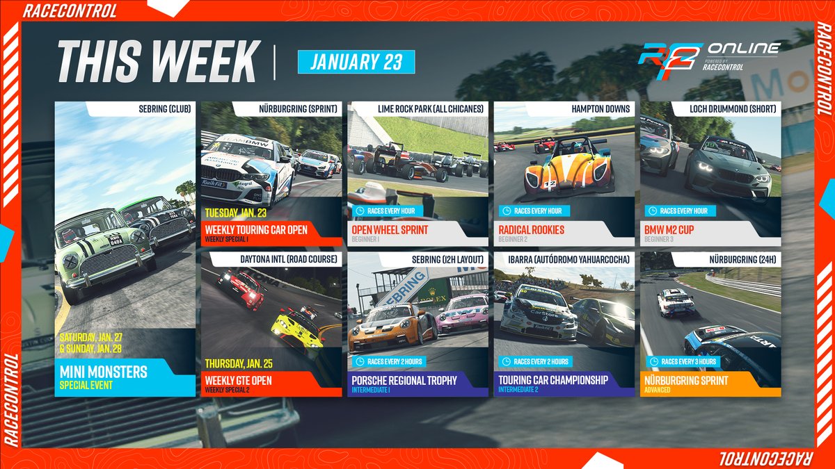 rFactor2's tweet image. New week, 2 new tracks to rFactor 2 Online! Check out Hampton Downs and Ibarra in this weeks daily's - plus a trip stateside with GTE to celebrate the start of endurance season this weekend! 🇺🇸
