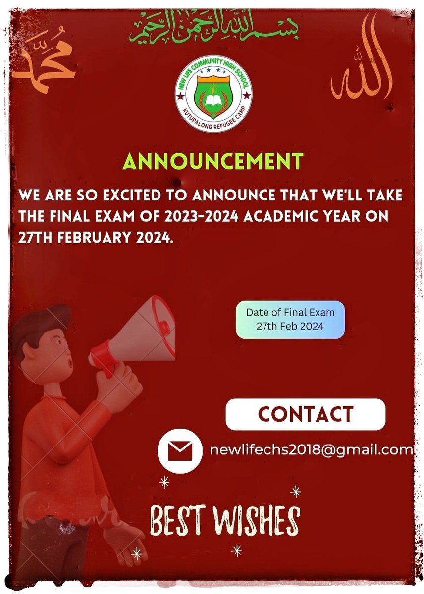 “Save The Date: 27th Feb 2024” we will take the final exam of 2023-2024 academic year on 27th Feb 2024. It's a moment of great excitement for all the students! #newlifechs #Rohingyaschool @EduCannotWait @waiwainu @tunkhin80 @OT_FEDgrad @Khan_RZW @EMKInstitute @UniofOxford