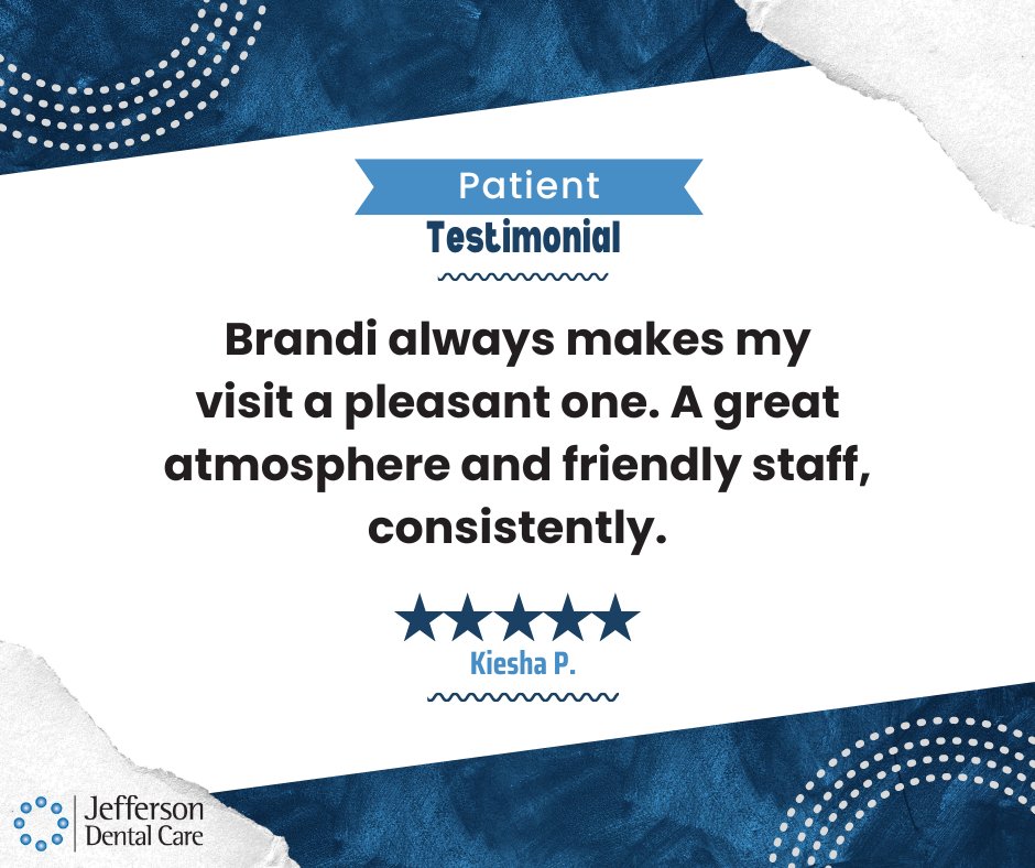 CareJefferson's tweet photo. What a great start to the week!
⭐⭐⭐⭐⭐

#JeffersonDentalCare #fivestarreview #patienttestimonial #jeffersonga https://t.co/ZXyBqhcInd