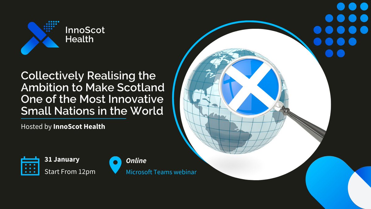 innoscothealth's tweet photo. Join us for the first of our educational series of 2024 webinars as we kick off the new year with two great guest speakers, @RichardLochhead and @CSO_Scotland's Carrie Thomson, Programme Lead for Innovation and Collaboration.

Register now 👉 https://t.co/4Q1wIy0rBZ https://t.co/LKaA0YYhS1