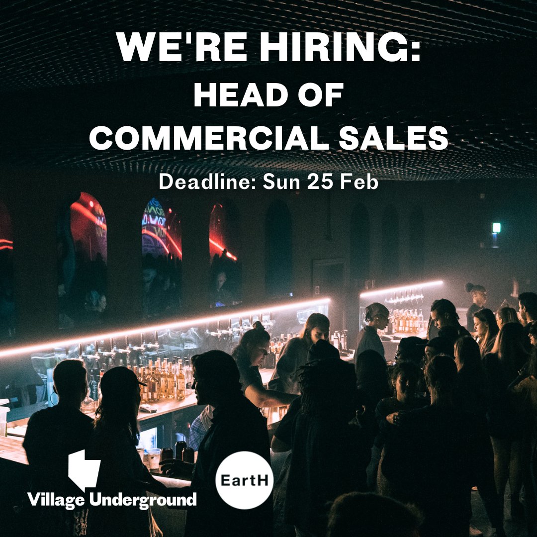 We're looking for an experienced Head of Commercial Sales to increase income generation & develop new business opportunities to maximise VU & EartH’s commercial possibilities, critical to financially supporting our arts programme. To apply → earthackney.co.uk/news/2024/01/2… #eventprofs