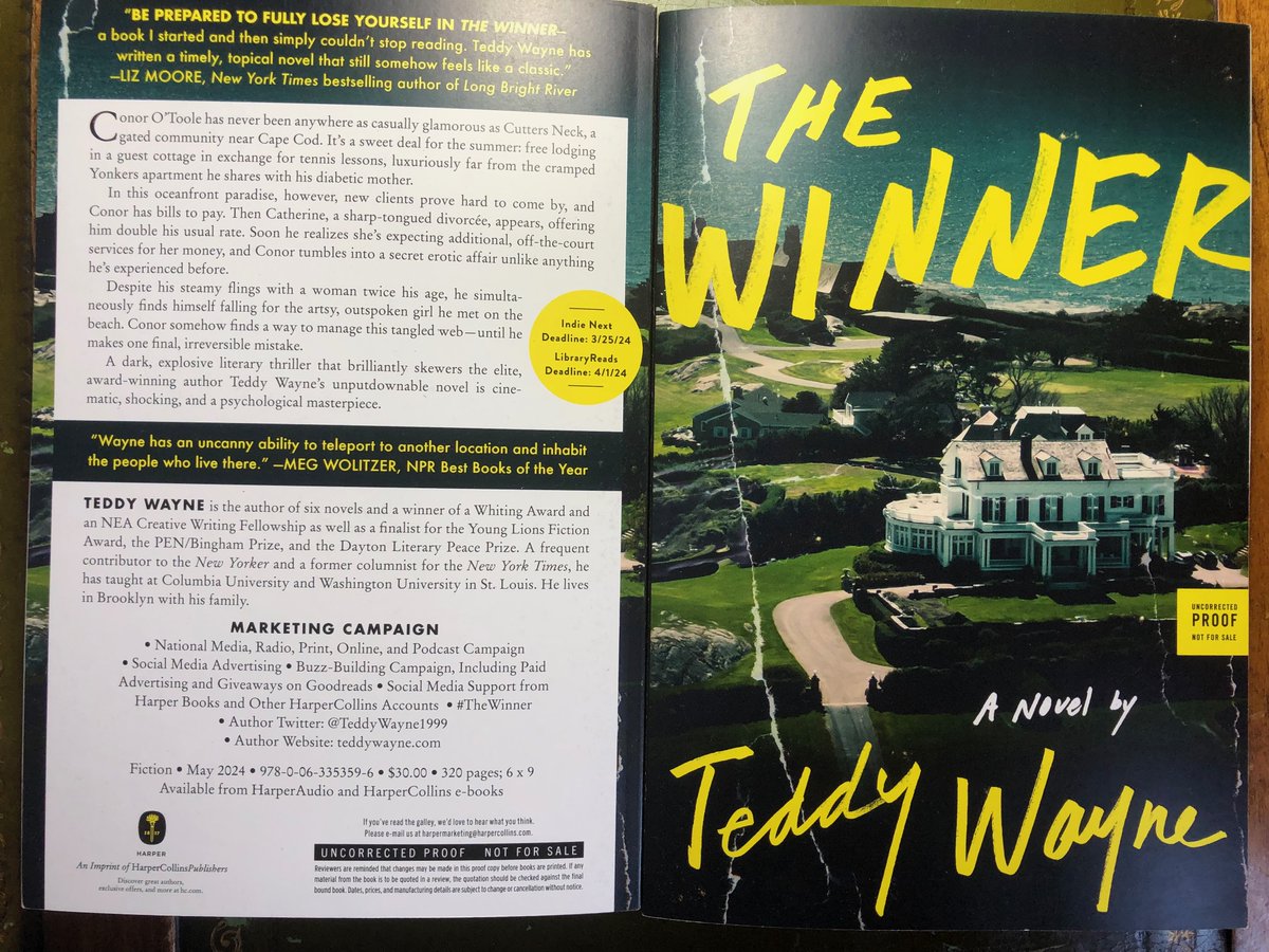 Galleys of THE WINNER (5/28) are in. If you're in the media and would like one, get in touch.