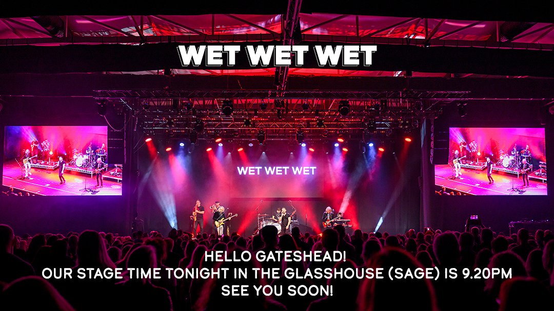 wetwetwetuk's tweet photo. Hello Gateshead! We will be on stage at The Glasshouse International Centre for Music (formerly The Sage) tonight at 9.20pm. See you soon 💙 #WetWetWet #WetWetWetUK #WetsOnTour #WetWetWetUKTour2024 @senblaconcerts #wetsfans #gateshead #newcastle #glasshouse #live #tour #concert https://t.co/KcPgvucRqK