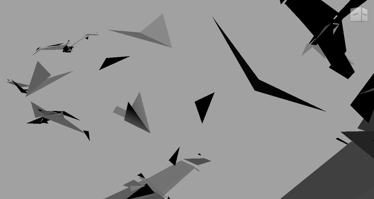 Working on abstract flock of birds for an new interactive motion project using @OltaArt new dynamic toolkit. Design not quite there yet. Plan to keep bird design minimal as I aim to communicate my concept through the motion & collective audience interactions.