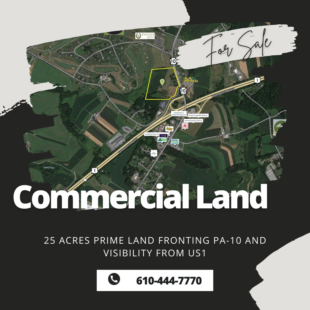 25 Acres of Development Opportunity for Sale in Oxford, PA. Call us today for pricing  and uses by right at 610-444-7770.

#cre #commercialrealestate #landforsale #commercialland #forsale #developmentopportunity #beilercampbellcommercial