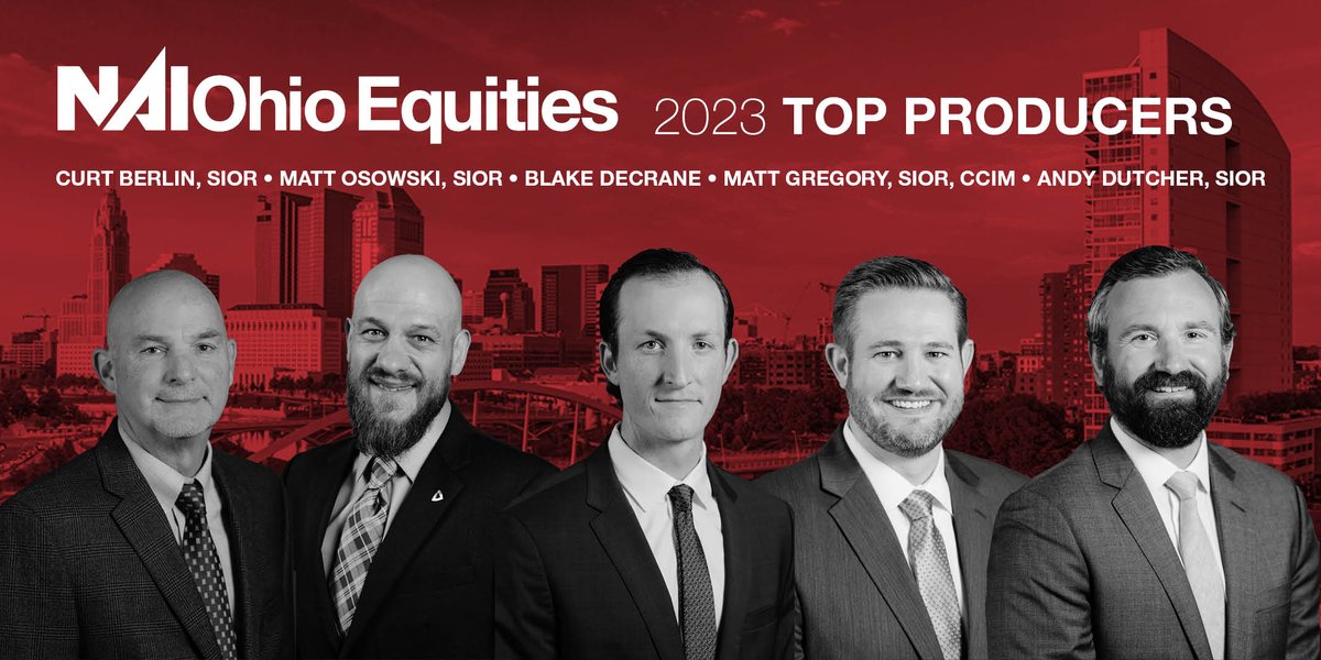 🎉🏆 Curt, Matt &amp; Blake claimed 3 of NAI Ohio Equities' Top 5 Producer spots in 2023. Their dedication &amp; hard work drove a total transaction volume of $113 million last year.

Shout out to our co-Top Producers, Matt &amp; Andy of the <a href="/officegrp/">NAI Ohio Equities Office Brokerage Group</a>! Here's to continued success in 2024!🍾