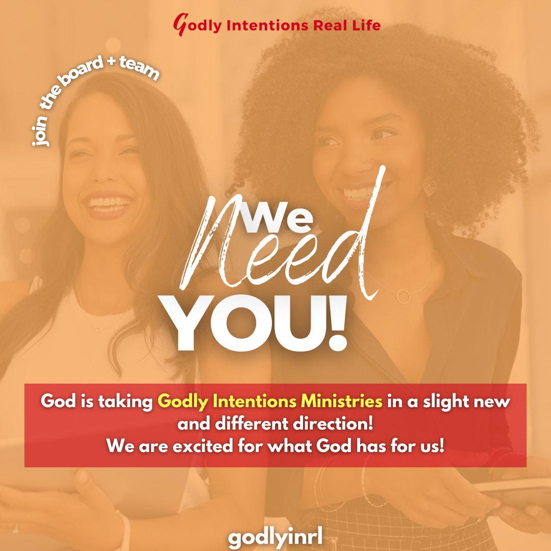 godlyinrl's tweet photo. Are you 20+ &amp; have a desire to ENCOURAGE EMPOWER EMBRACE others, create events/activities that help people to live a life with GODLY INTENTIONS &amp;/or have ministry leadership skills. Then become apart of the GIM team. 
Email amayagodlyinrl@gmail.com if interested! https://t.co/i3Q0Ef4gxA