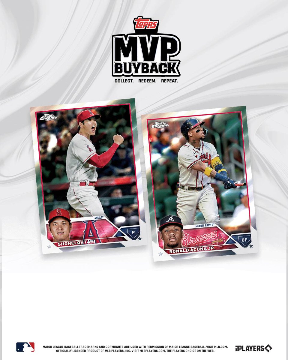 Receive store credit with @Topps MVP Buyback! 

Bring your 2023 Topps Chrome MVP Cards - SHOHEI OHTANI & RONDALD ACUNA JR. into the shop and redeem for store credit!

#toppsmvpbuyback #baseball #baseballcards #MVP #shoheiohtani #ronaldacunajr #hobby #UtahCardShop #lcs