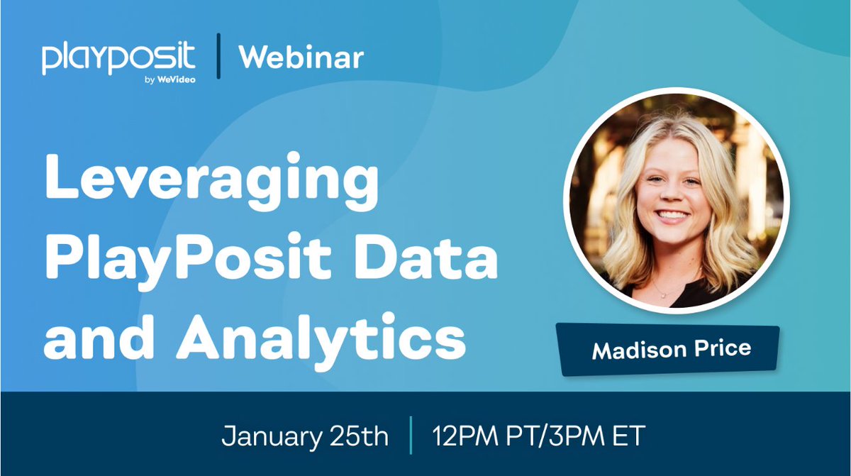 Do you like data? We do, too. And we're excited to show you just how much you can do with it in our next webinar on January 25th. We'll chat about best practices for using data from your PlayPosit content! DON'T MISS IT: streamyard.com/watch/ZY78H9DD…