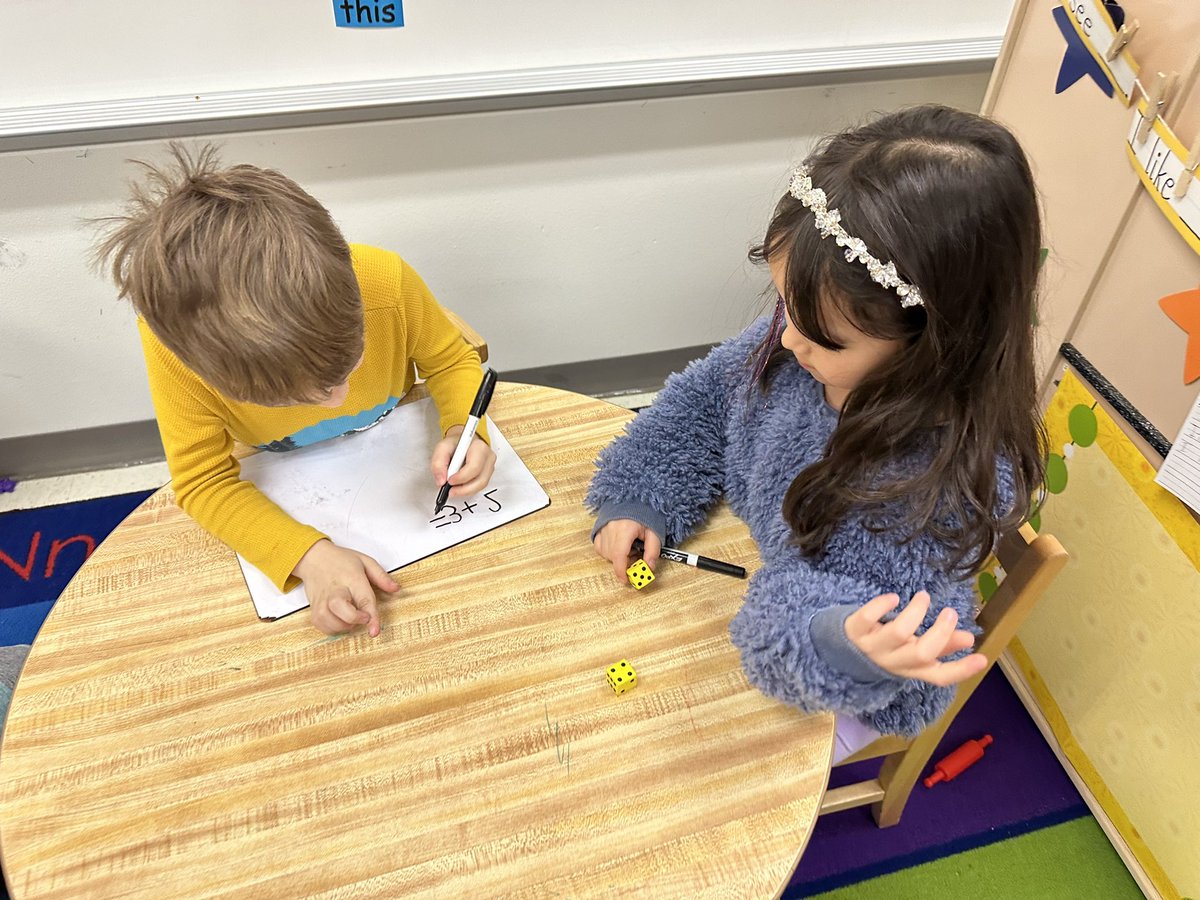 EschASketchK's tweet photo. Roll and Add with a partner!! Dice, dry erase boards and markers all courtesy of @amazon #dolphinSTEM @Donald_ES @ExpoMarkers https://t.co/DBLSMMsXaL