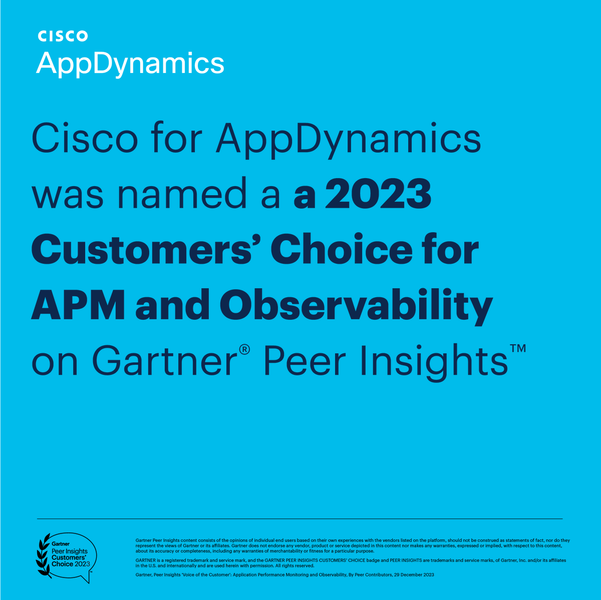 AppDynamics's tweet photo. Find out how your peers rate more than a dozen application performance monitoring and observability tools (including @Cisco for AppDynamics!) in this latest @Gartner_inc® report. https://t.co/okOaEsojwC