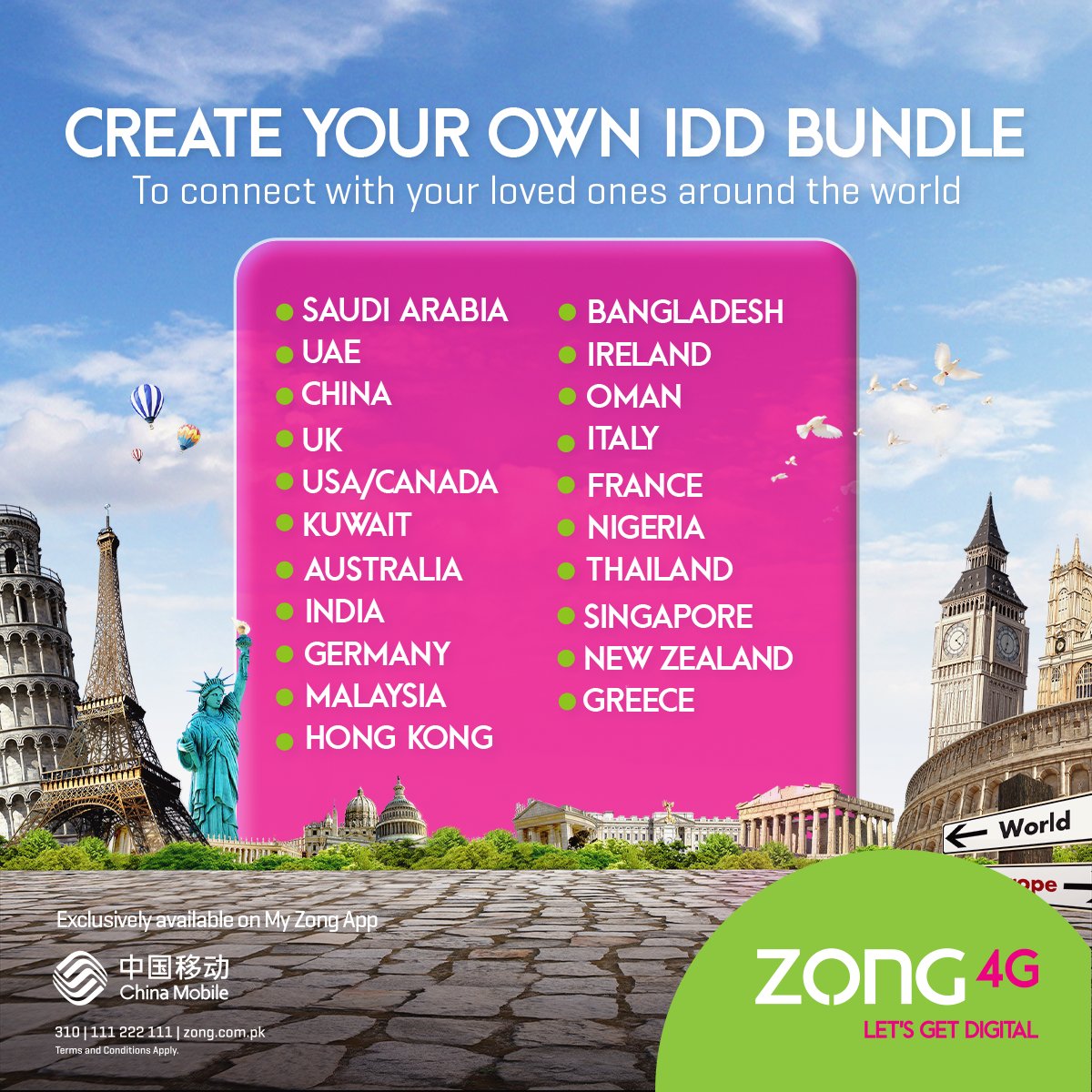 Call your loved ones living abroad and bridge the miles with Zong 4G International Direct Dialing bundles, your passport to seamless connections worldwide.

Exclusively available on My Zong App!

zong.com.pk/international/…

#LetsGetDigital with #Zong4G