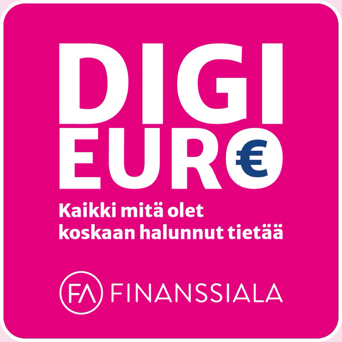 TuomoYliHuttula's tweet photo. ‼️Digitaalinen euro ei toisi lisäarvoa hyvin toimivaan ja tehokkaaseen rahajärjestelmään. 

Mistä ihmeestä digieurossa oikein on kyse? 

@finanssiala on koonnut vastauksia digieuroa koskeviin kysymyksiin.

Tutustu:
https://t.co/izxHFTJTf2… https://t.co/HQF0wayT15