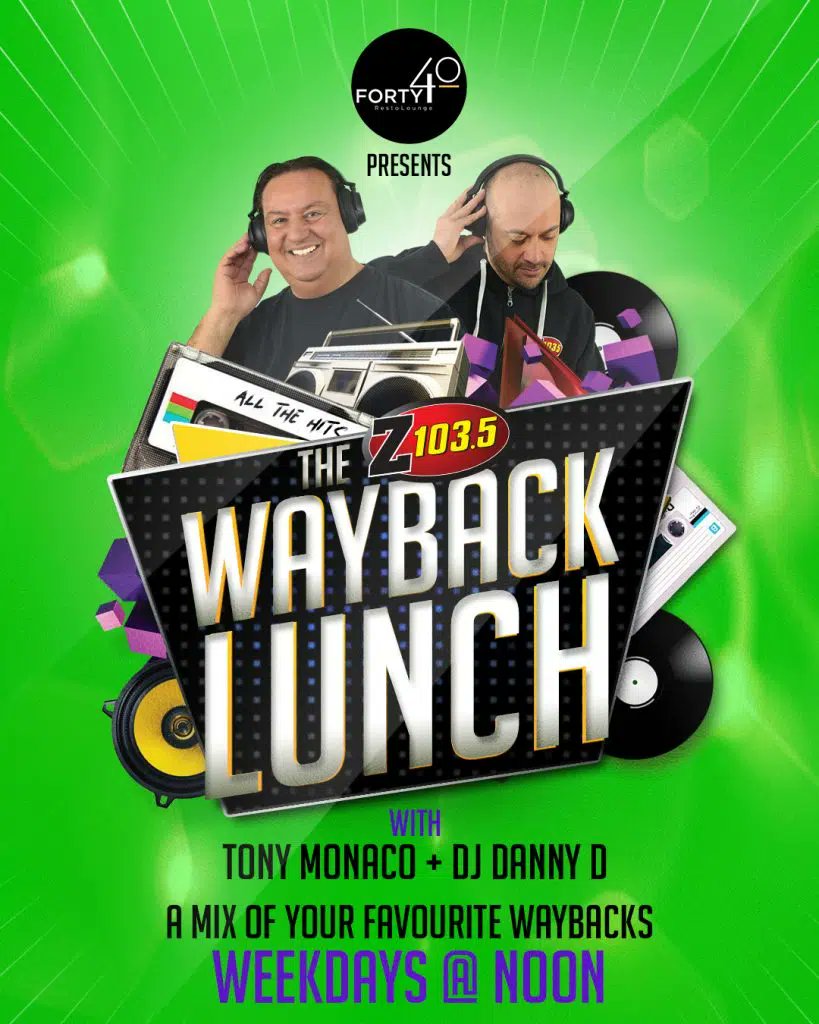 TonyMonaco's tweet photo. We're bringing back the memories and giving you that motivation you need on a Monday inside the #WAYBACKLUNCH Join ME TONY MONACO every friday for #FlashbackFridays at FORTY40 in Vaughan and @TheRealDJDannyD returns on February 2nd. @Z1035Toronto https://t.co/eFwhqRwyAy https://t.co/jOzdbtIoCi