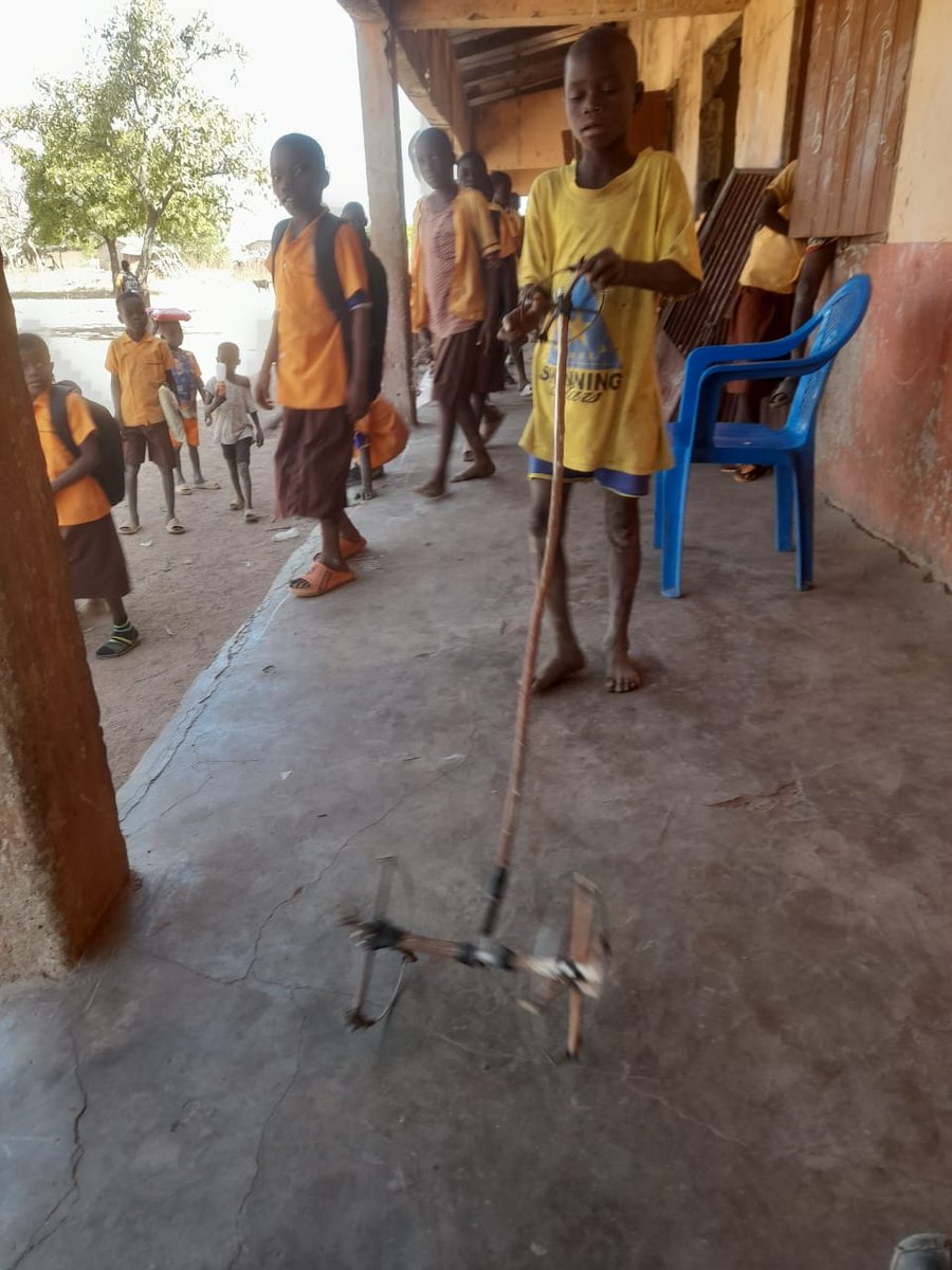 In our 2024 sch validation, Musah, despite hearing impairment & no formal edu, always eager to join us, showcased #creativity crafting a driving wheel. This underscores the impact of fostering a creative learning env't. Thanks for ur donations , we empower young minds in #STEM.