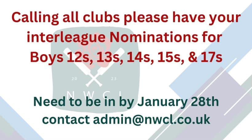 Please give your club a nudge if you know they haven’t sent this into Tracey at admin@nwcl.co.uk - it’s a google doc form if you haven’t received it contact Tracey Thanks