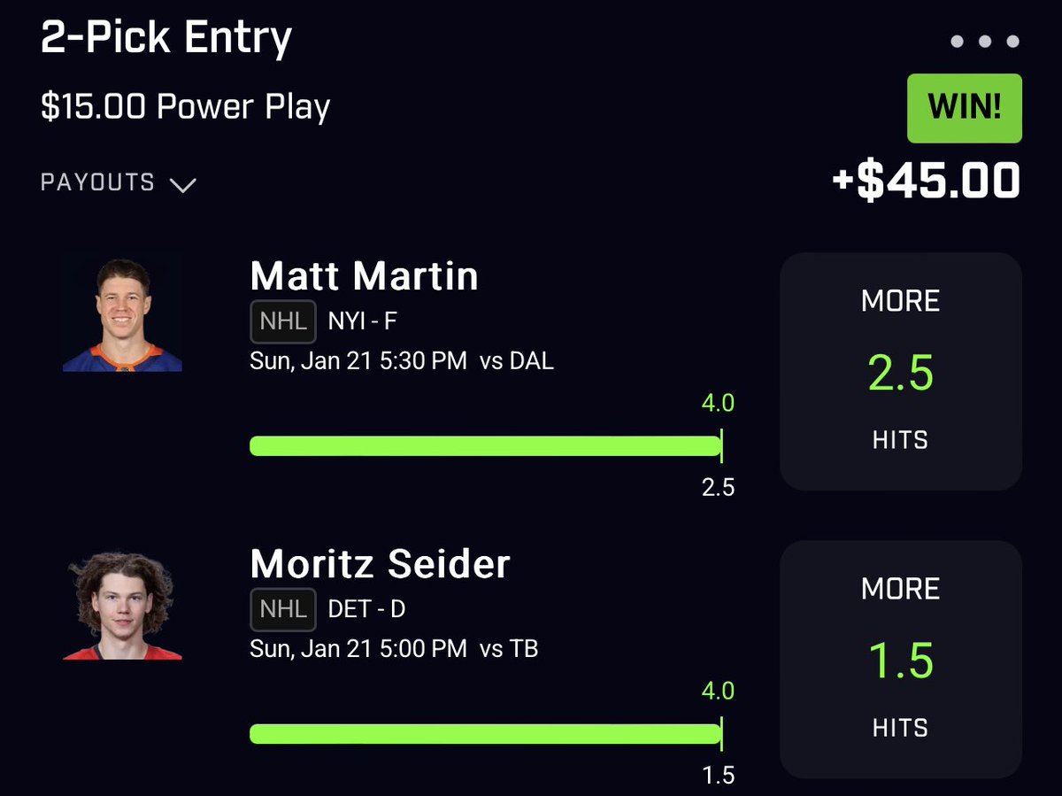 CopperPicks's tweet photo. What a day yesterday!! 1 away from hitting a 25x 💰 2 of my hockey slips I posted yesterday ended up getting refunded because Chiarot didn’t play but we still had a very profitable night 🤑#prizepicks #NHL #NFL #GamblingTwitter https://t.co/2YoaOCcxbd