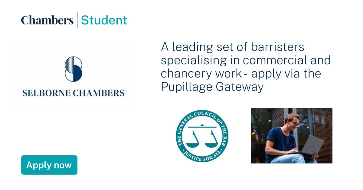 'We offer pupils who have exceptional intellectual ability and commercial awareness the opportunity to work across the commercial chancery spectrum.' Find out more: selbornechambers.co.uk/pupillage/