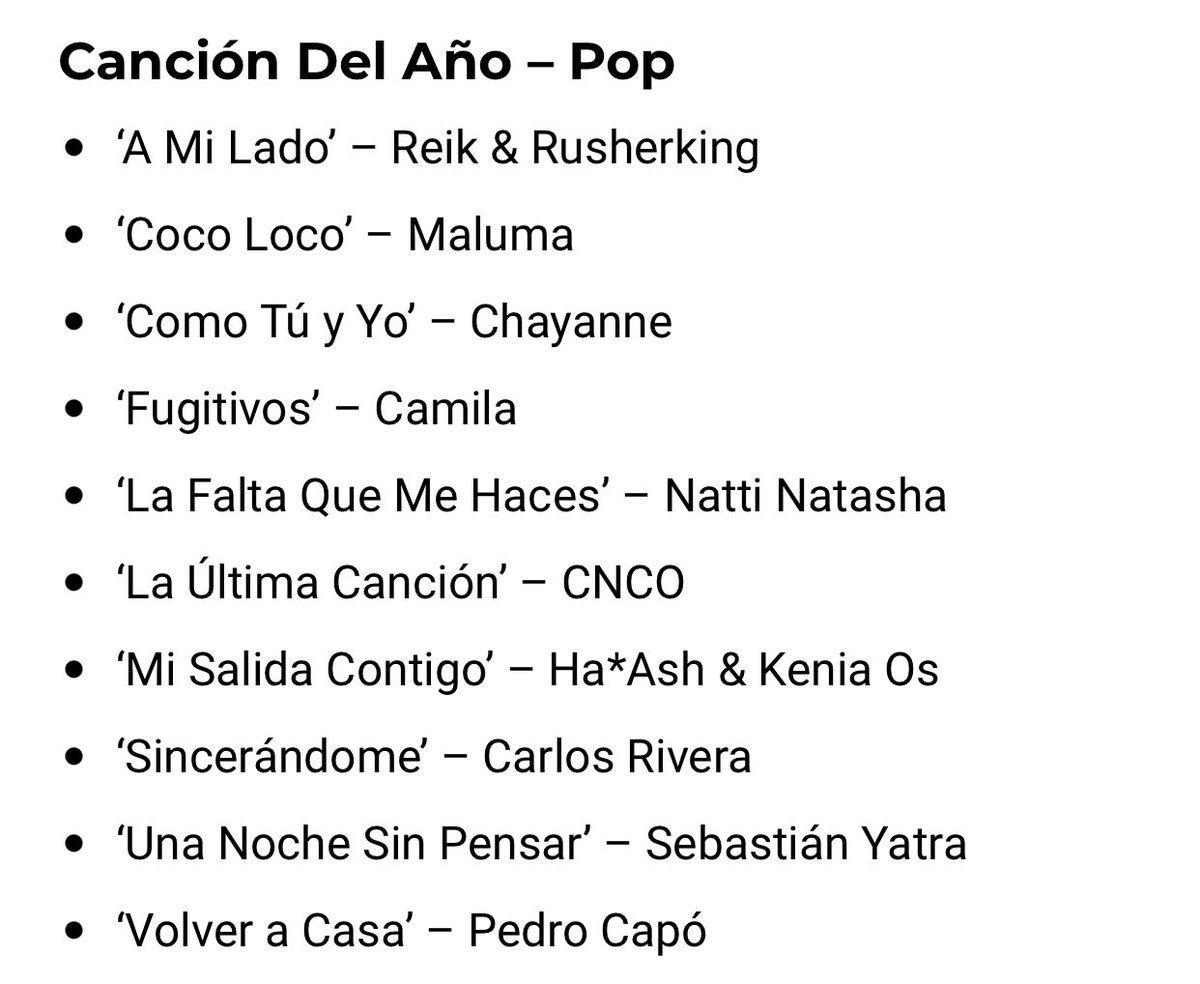 💥 La Última Canción De CNCO es nominado a “Canción Del Año - Pop” en los Premios Lo Nuestro 2024.

- Tienen hasta el el 4 de Febrero para votar por el ganador, les dejamos el link acá abajo
⬇️⬇️⬇️⬇️
premiosjuventud.com