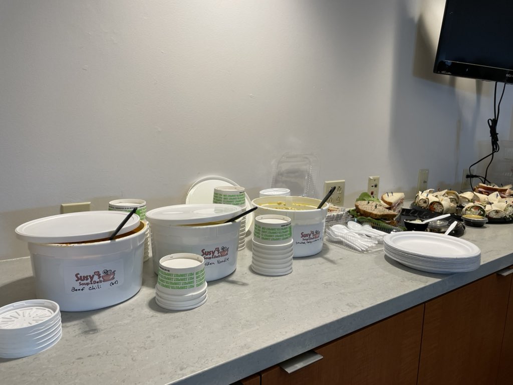 Packed-to-the-gills Cleveland City Council caucus meeting this afternoon, where they appear to have ordered soup by the gallon (or at least by the quart).