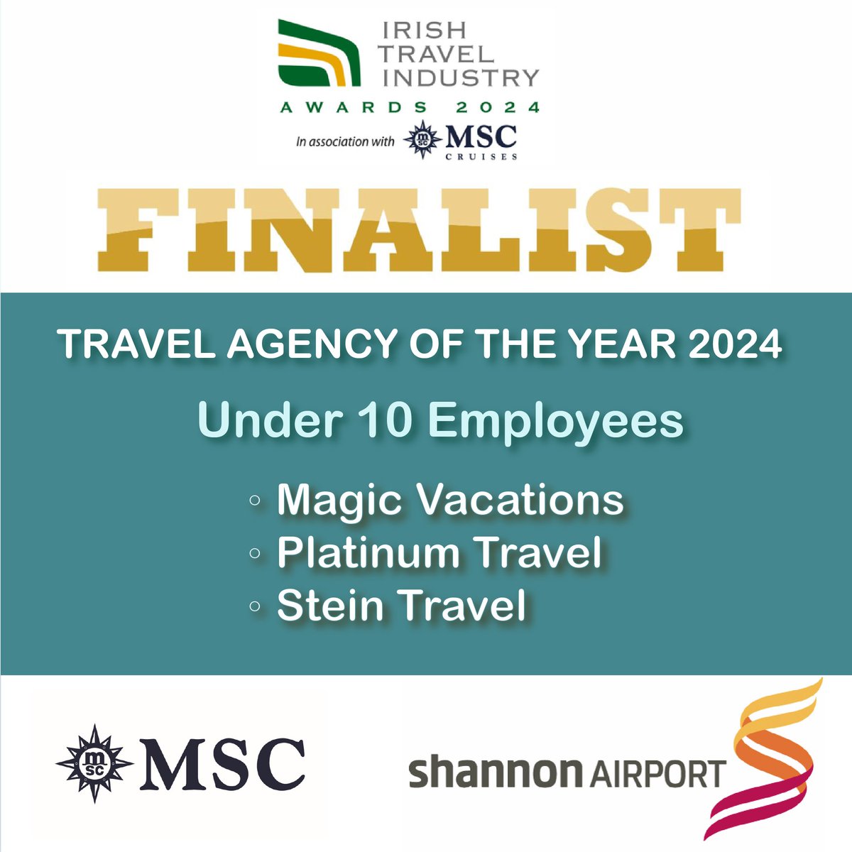 ITAATweets's tweet photo. Congratulations to all of the finalists in the members category.
#IrishTravelAwards #MSCCruises #ShannonAirport #MagicVacations #PlatinumTravel #SteinTravel #Best4Travel #clickandgo_holidays #tour_america #uwalk #emirates #FroschIreland #traveldepartment https://t.co/SuOG7cO1GC