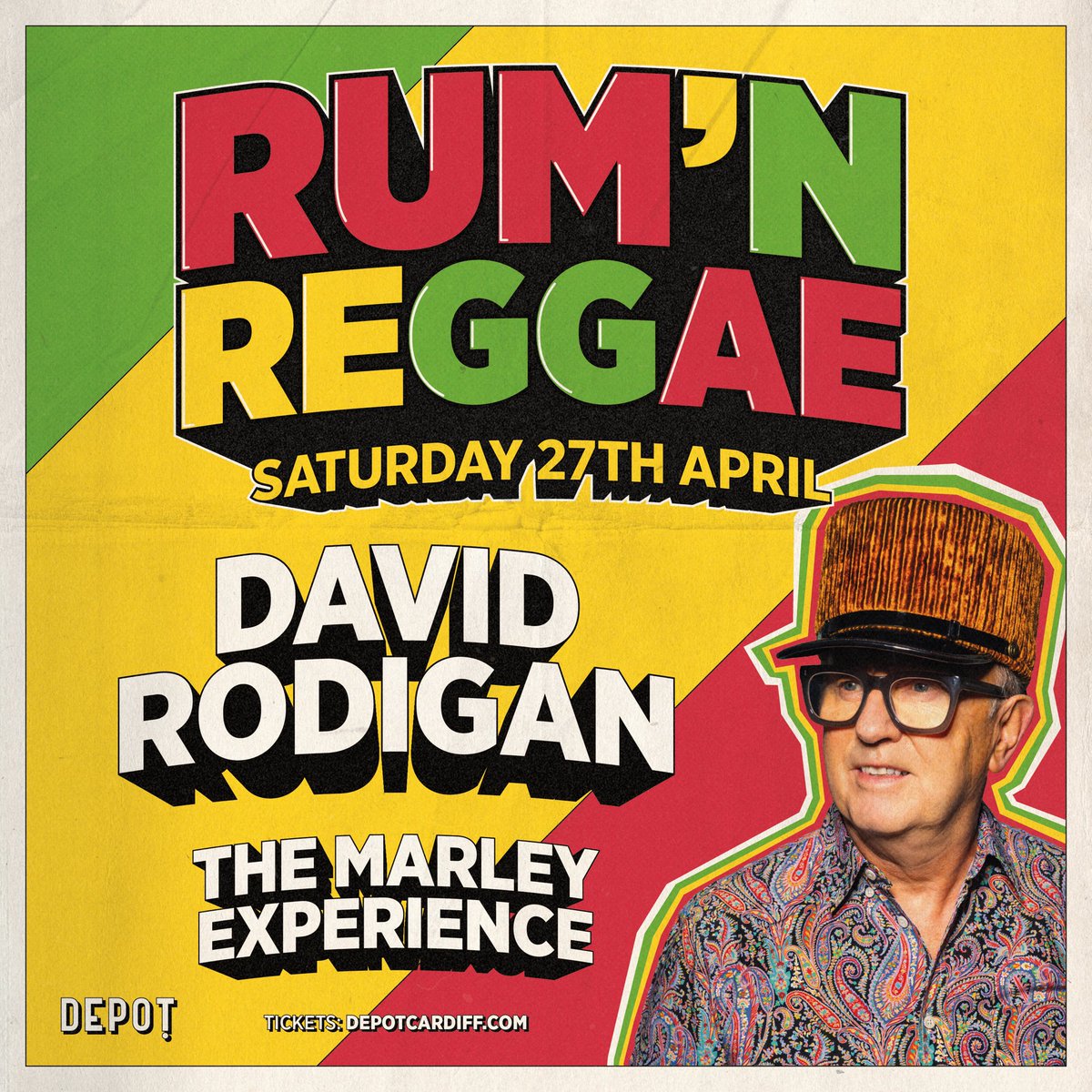 Save the date for a night of tropical beats and Caribbean heat! 🔥🏝️ Sat 27th April our Rum & Reggae festival returns with an evening of tasty food, great rum and plenty of jammin' w/ headline artist @DavidRodigan 🎶 Tickets available now via - depotlive.co.uk