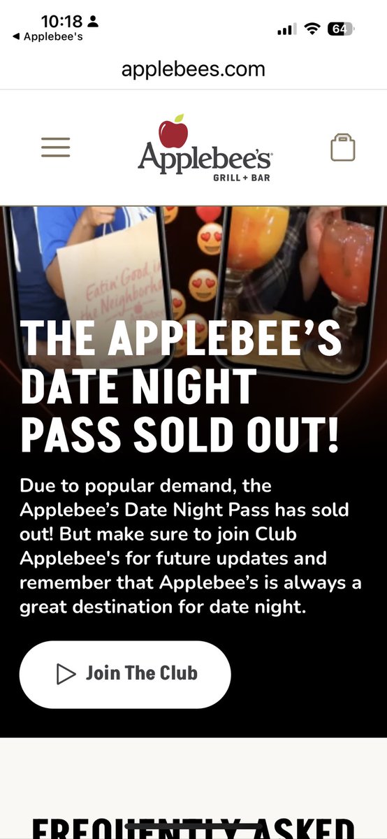 Very nice <a href="/Applebees/">Applebee's Grill + Bar</a> - why bother making a big deal if you’re going to sell so few.