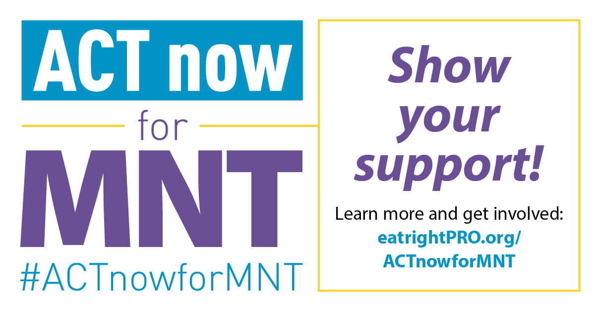 eatrightPRO's tweet photo. ICYMI, our #ACTnowforMNT campaign has officially launched! 🙌
📱 Help raise awareness of the MNT Act and encourage your colleagues to get involved with shareable graphics, messaging and more in our social media toolkit: https://t.co/Y0TRDon5l2
#eatrightPRO #rdchat https://t.co/XxeQyy2RpZ