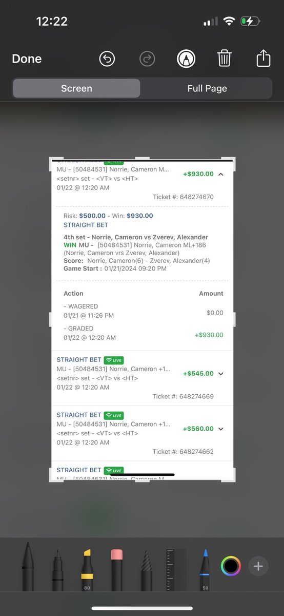 cappGOAT's tweet photo. @SnizeMaster Zverev -5 is an awful bet. This is what value looks like https://t.co/YN6Xusw7d6