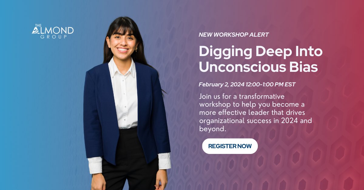 TheAlmondGroup's tweet photo. Unlock the full potential of your team with our Digging Deep into Unconscious Bias course. This course will help you identify and overcome hidden biases that can shape workplace dynamics. Join us on Friday, February 2nd at 12pm ET. https://t.co/oKjZAKKkRO
 
#UnconsciousBias https://t.co/yRJmKvaAY7