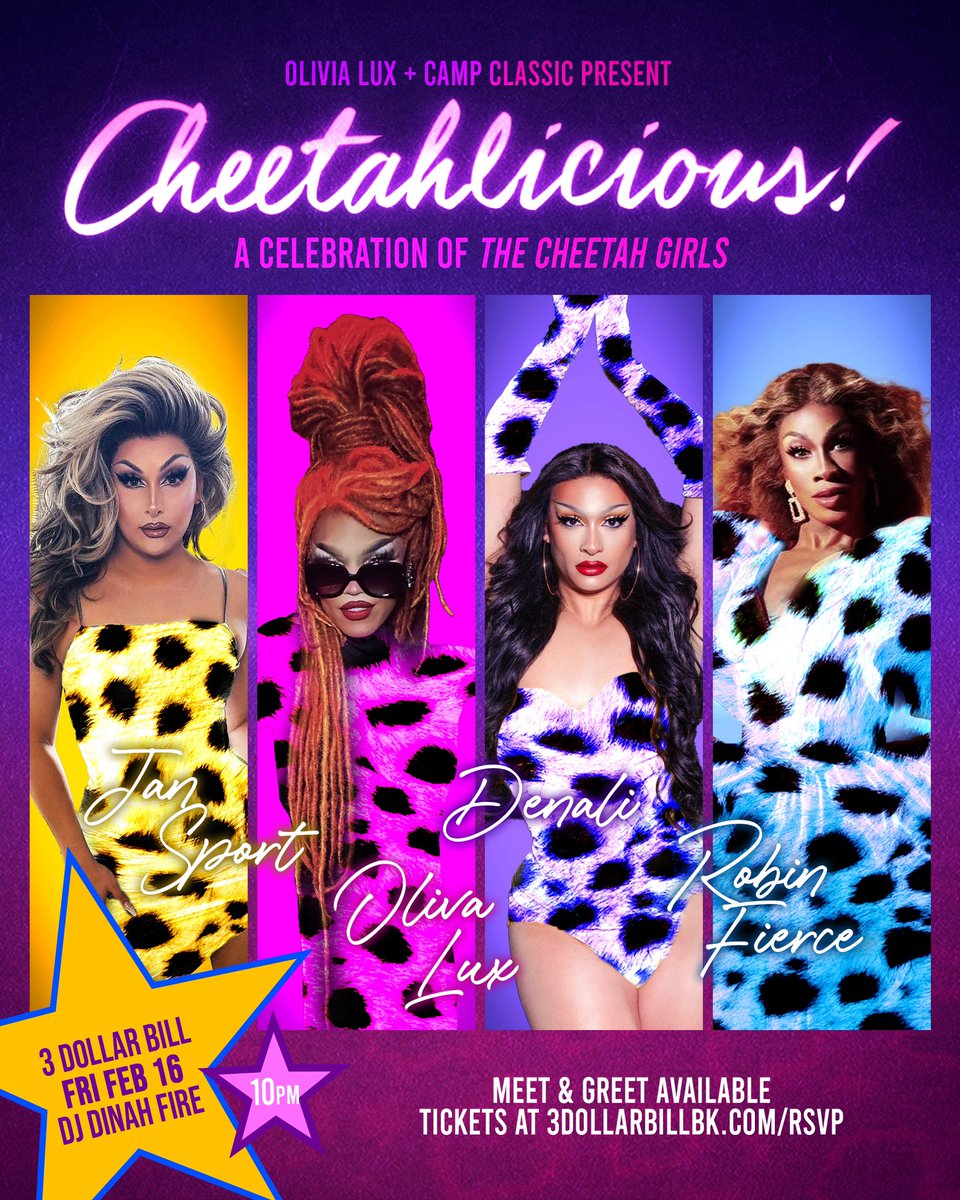 NYC Y’all ready to get CHEETAHLICIOUS!? Let’s go cheetahs !! @janjanjan @denalifox @TheRobinFierce 💛🩷💜🩵 TICKET LINK IN BIO