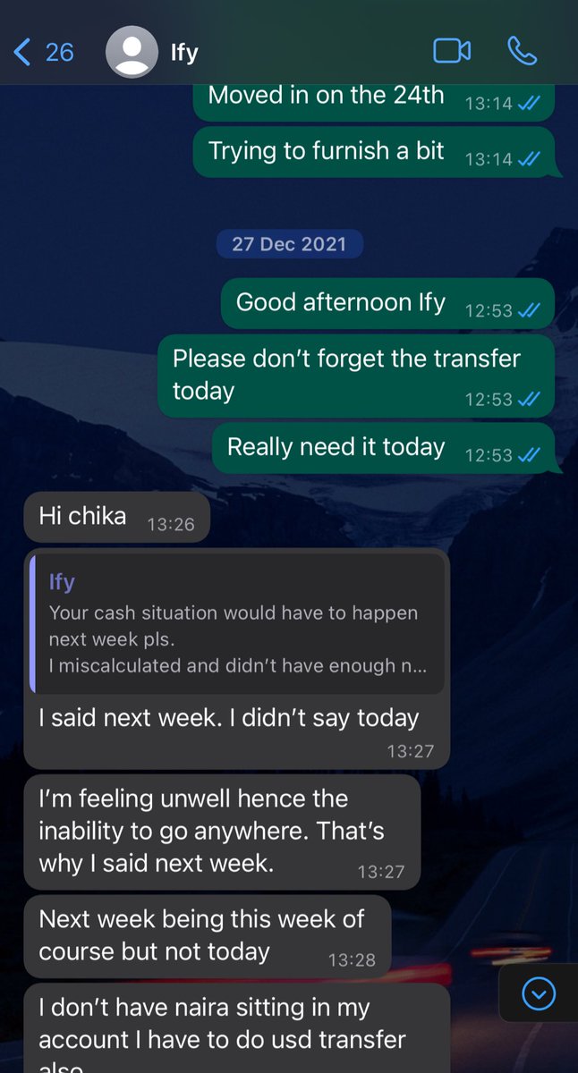chika_jones's tweet photo. @IfyAniebo We are now at December 2021, I start following up for the money owed because I needed it. Ify assures me she will pay but there are issues with her account and she was also sick as seen here. https://t.co/IKKIGElV9w