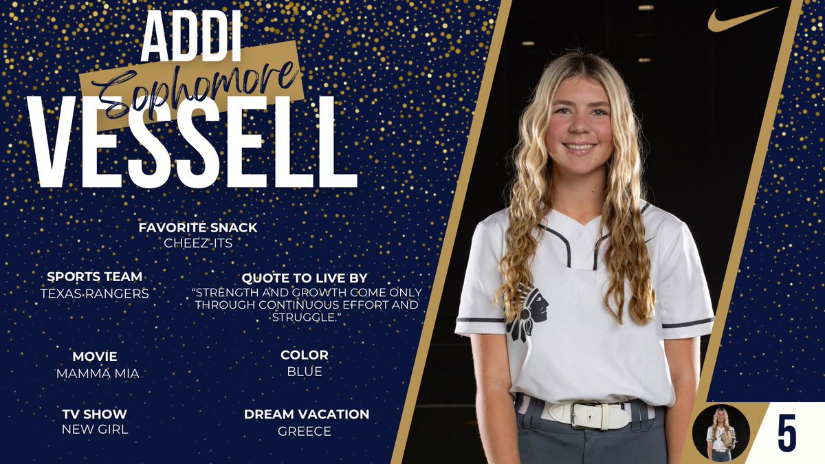 Keller_Softball's tweet photo. Day 18 of #MeetTheProgram! Let's spotlight the skills of our Sophomore Infielder, Addi. V! 🌟 Fun fact: She loves collecting vinyls. Her prowess in the infield adds depth and strength to our program! 🥎🔥 #InfieldTalent #SoftballSophomore https://t.co/Yf4lwW511z