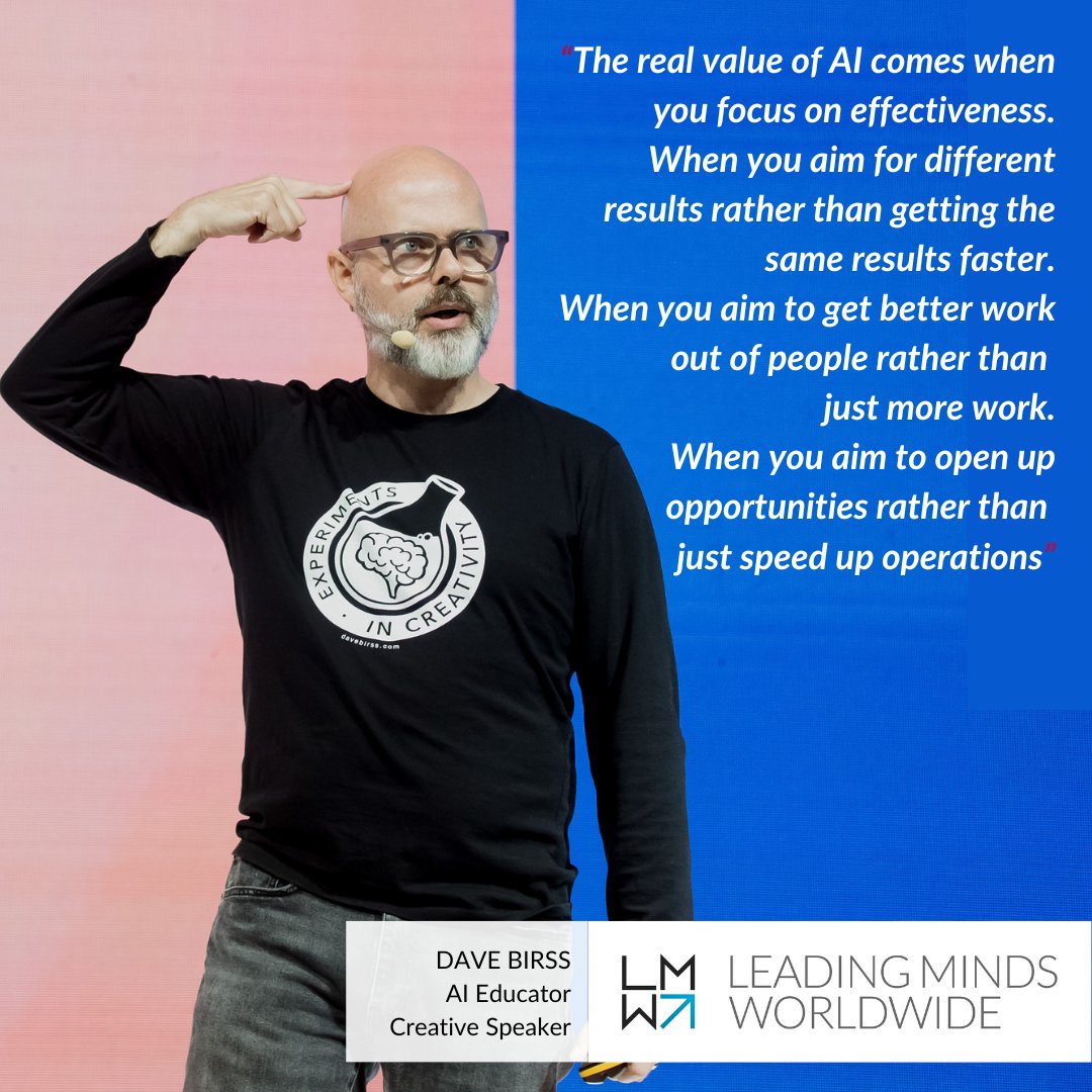 leadingmindsww's tweet photo. Book @DaveBirss to help your organisation understand how to use generative AI to enhance your team's work.

#LeadingCreativeSpeakers #MotivationalSpeaker  #LinkedinLearning #ConferenceSpeaker #CriticalThinking #ThoughtLeader #CreativeMasterclass #AI #ChatGPT #NeuroScience https://t.co/wF8dNEoLxz