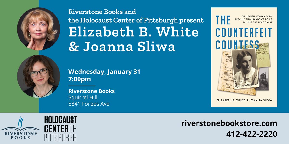 I'm thrilled to return to Pittsburgh for #InternationalHolocaustRemembranceDay; this time talk about the #CounterfeitCountess (Janina Mehlberg) and her resistance during the #Holocaust. Event hosted by @riverstonepgh in partnership with @HCofPGH  riverstonebookstore.com/events/counter…