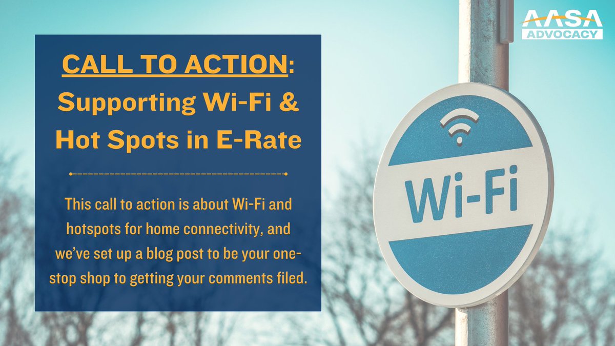 SUPTS: We need your help to keep students connected to Wi-Fi! We’ve set up a step-by-step guide to getting your comments filed directly with the FCC about Wi-Fi &amp; hotspots for home connectivity. See our easy guide on the blog. aasa.org/advocacy/blog/…