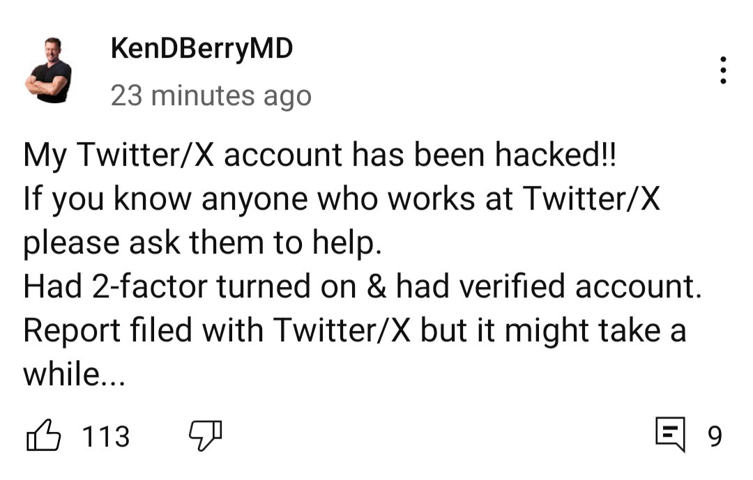 thirstyboots's tweet photo. @elonmusk can you help @KenDBerryMD get his account back please? He's been hacked even with 2 factor authentication turned on. Thank you! https://t.co/QxbXLw1frm