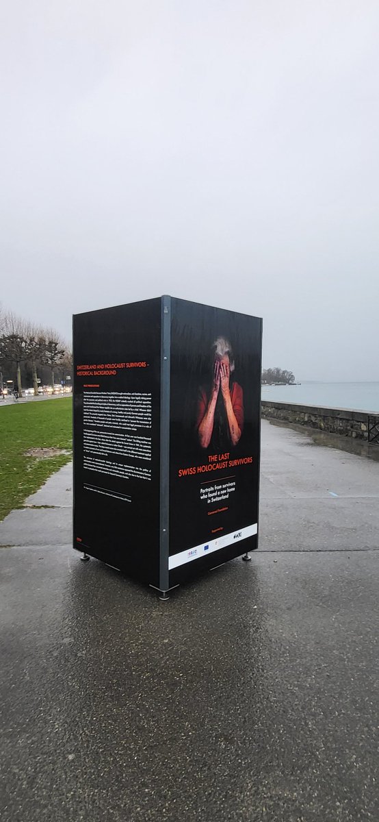 IsraelinGeneva's tweet photo. Beautiful tribute to the last Swiss Holocaust Survivors!

The portraits &amp; stories of 32 men and women who survived the Shoah, 
will be on display in front of @UNHumanRights in Geneva, for the next two weeks.

A vivid reminder of the danger of the rise of antisemitism &amp; hatred. https://t.co/JZOC5KKjq3