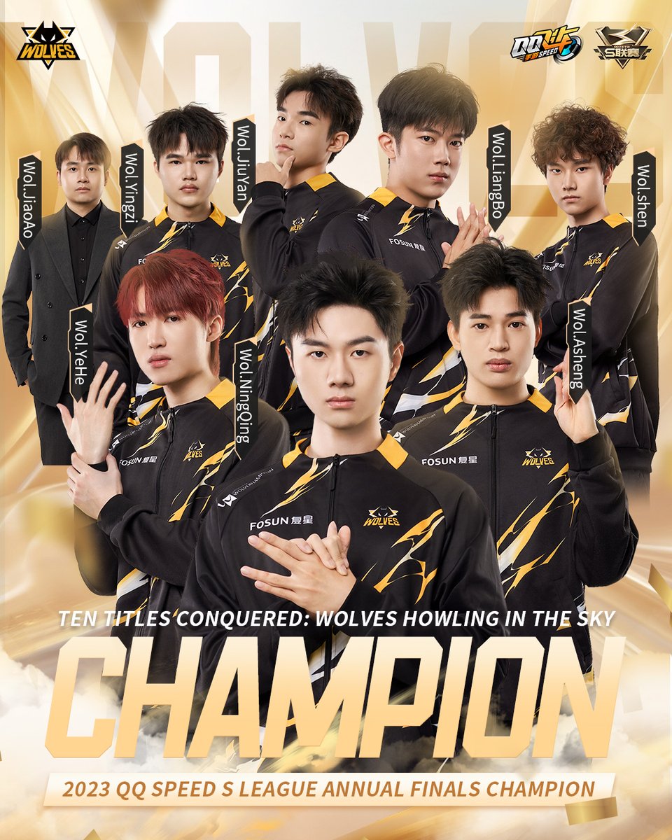 WolvesEsports's tweet photo. CHAMPIONS! ๐
Congratulations to our QQ Speed team who have secured their 10th championship title! ๐ฅ
Talk about dominance ๐ค
#ONEPACK || #QQSPEED