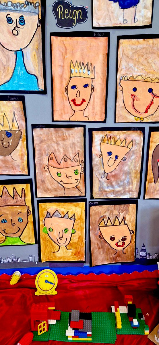 How wonderful on the day that Queen Camilla @RoyalFamily visited Swindon, our Year 1 pupils created their final art pieces for their king and queen topic. They used the double-dip paint technique to create these lovely pictures 👑💛 #RoyalFamily #kingandqueen #childrensart