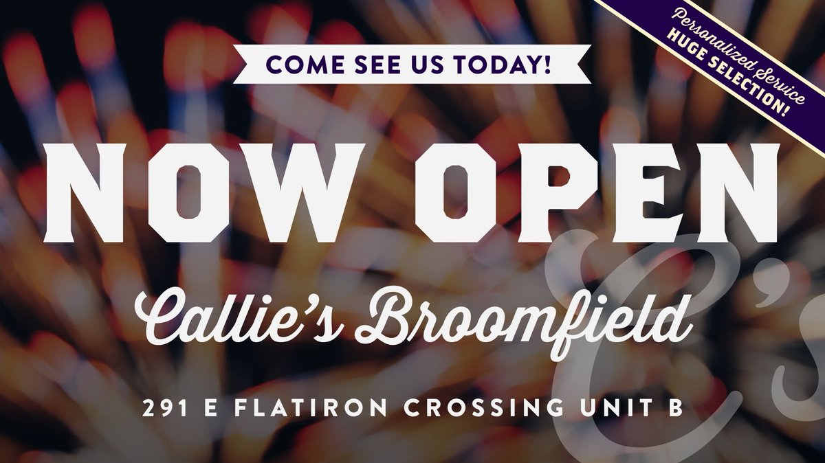 ShoppeCallies's tweet photo. 🌿✨ NOW OPEN! Callie's 4th LocatioN in Broomfield, CO! Near Flatirons Mall, offering 50+ 🌿 varieties. Join our top-tier rewards program and meet our friendly experts! 💚 

#broomfieldco #broomfieldcolorado #broomfield #newlocation https://t.co/7JZBAitKxG