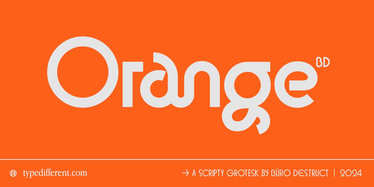 BuroDestruct's tweet photo. The scripty grotesk „BD Orange“ #typeface is now available on @MyFonts and https://t.co/HGbn4zHHOu
https://t.co/2nxfj6WE9E
#variablefont #burodestruct #typography #fonts https://t.co/8WJyr5H5qA