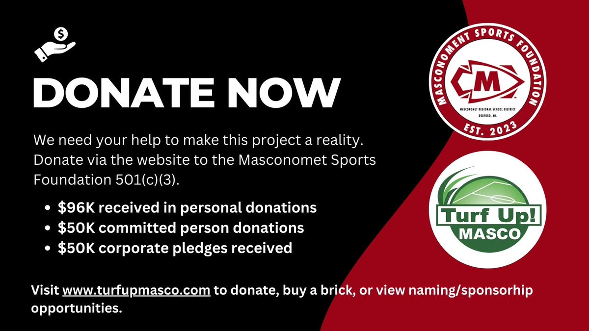 We've made great progress but we need your help.  We've raised $96K + $50K commitment in personal donations + an initial corporate pledge of $50K.  We need our community members to show support and get involved via donations and joining Turf Up.
turfupmasco.org/we-are-buildin…